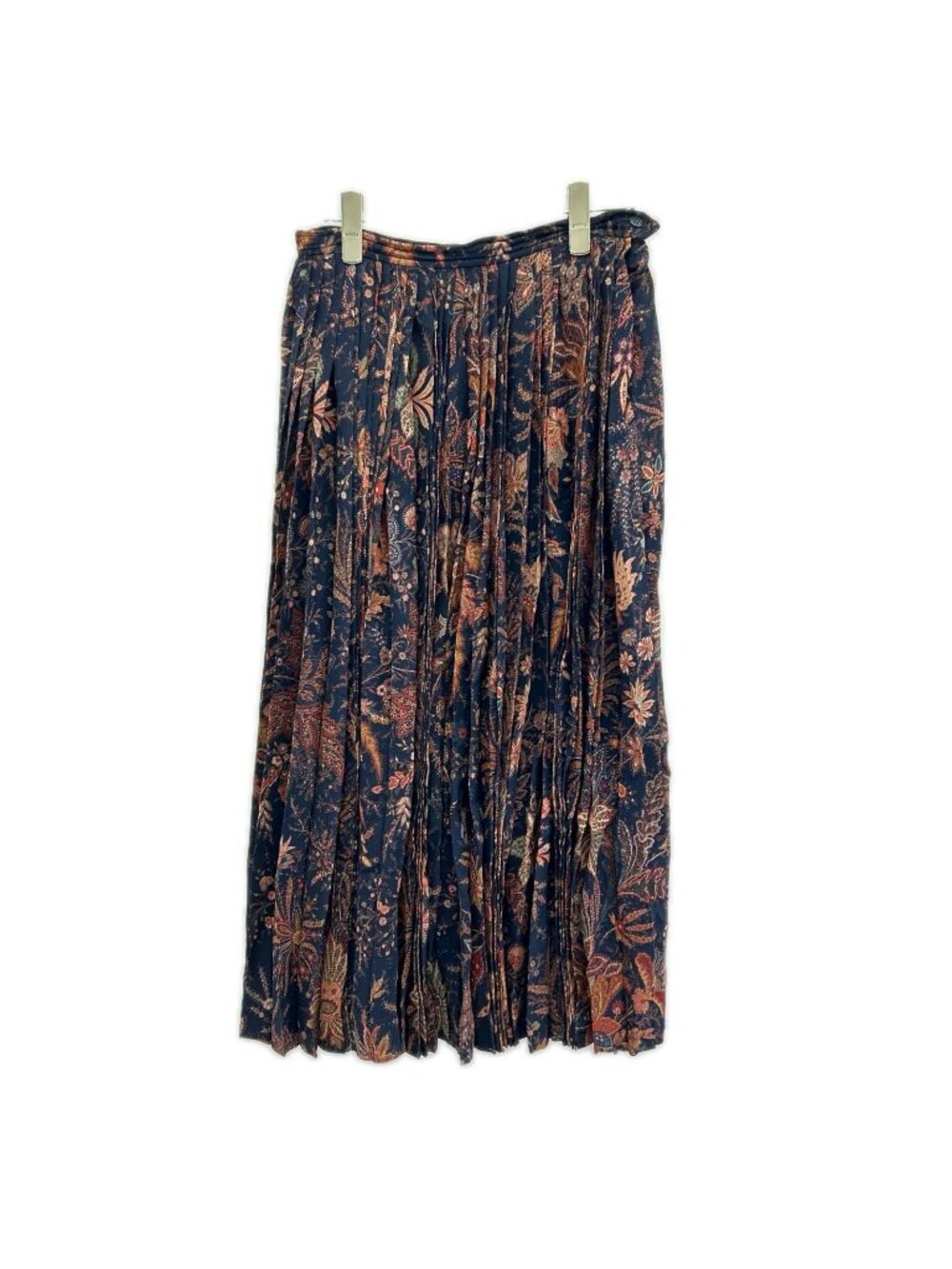 Saint Laurent Navy Silk Pleated Skirt 36